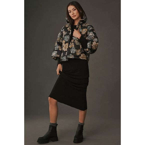 JACKET, NEW Anthropologie Floral Printed Puffer Jacket, Size Small - Picture 13 of 15